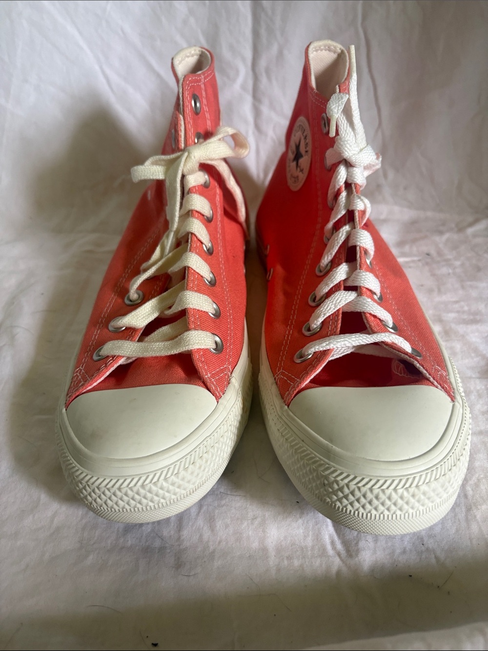 Converse High Top Sneakers in Coral with Embroidered Floral Detail - Picture 4 of 7